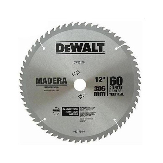 Disco de sierra para madera Dewalt Dw03140, 12, 60 dientes