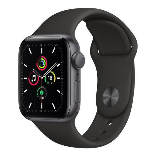 Apple Watch SE (GPS, 40mm) - Caja de aluminio color gris espacial - Correa deportiva Negra