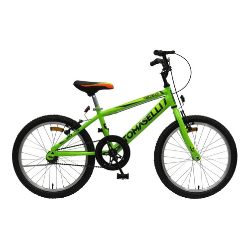 Bicicleta bmx niños infantil Tomaselli Kids R20 frenos v-brakes color verde con pie de apoyo  