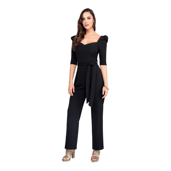 Palazzo Jumpsuit Negro Y Rojo Mujer Dama Devendi Denim Co.