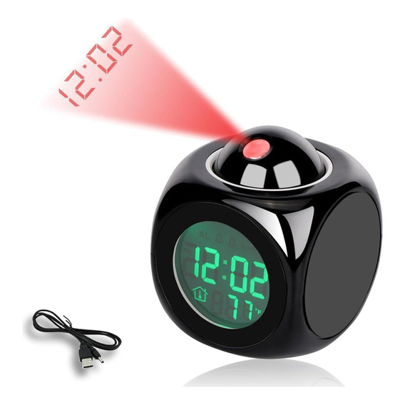 Reloj De Proyección Led Despertador Musical Temperatura