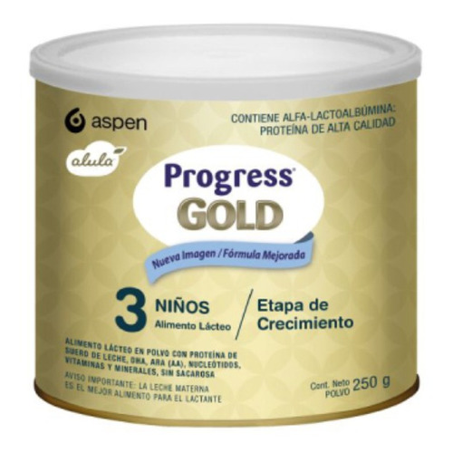 Leche de fórmula en polvo Aspen Progress Alula Gold 3 en lata de 250g - 12 meses a 3 años