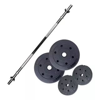 Barra Preolímpica 120cm Cromada +20 Kg En Discos Linea Sport