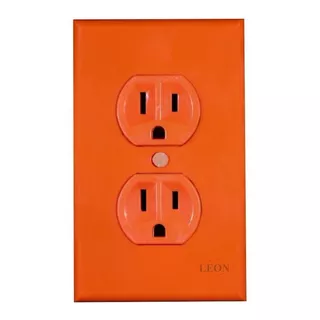 Contacto Duplex Naranja Reforzado C/placa Leon (pack C/100)