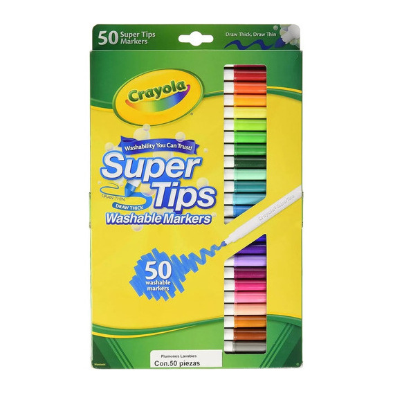 Super Tips 50 Plumones Crayola Marcadores Delgados Lavables Color Multicolor