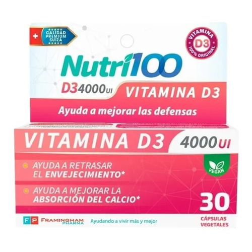 Nutri 100 Vitamina D3 X 30 Cápsulas Sabor Sin sabor