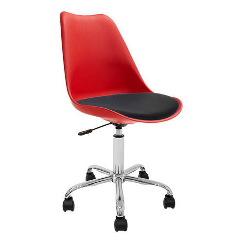 Silla Oficina Escritorio Pc Tulip Newmo Color Rojo Asiento Negro