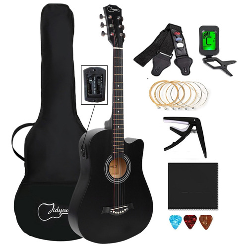 Guitarra  Jidyous 6 JGIN38CBL para diestros negra tilo