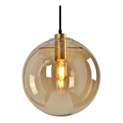 Colgante Caramel Ambar 1 Luz Apto Led Vidrio 30cm Cie