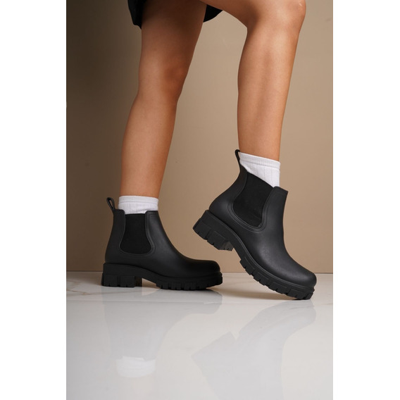 Botas De Lluvia De Goma Mujer Urbanas Lisas Metalizadas Full