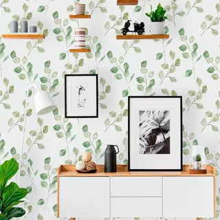 Papel De Parede Adesivo Floral Folhas Verdes Floresta