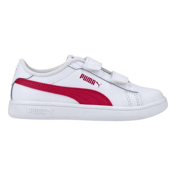 Tenis Puma Casual Smash 3.0 Leather V Niña Blanco