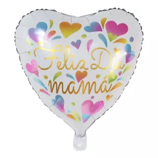 50 Globos Feliz Día Mamá Corazón Apto Aire O Helio