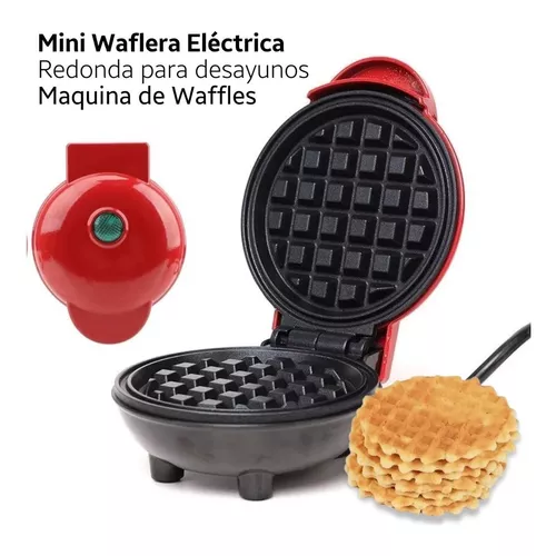Mini Waflera Electrónica Para Desayunos Waffle Redondo Color Rojo