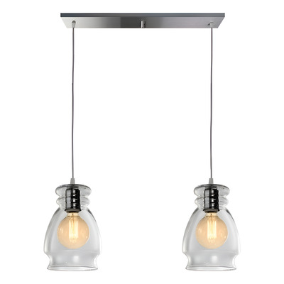 Colgante 2 Luces Vintage Antique Transparente Cristal  - Cromo