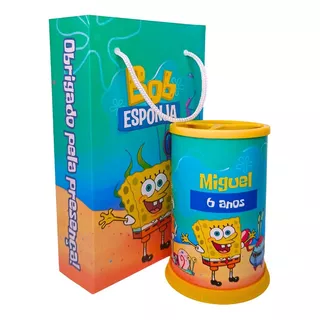 10 Sacolinhas E 10 Porta Lápis Lembrancinha Bob Esponja 