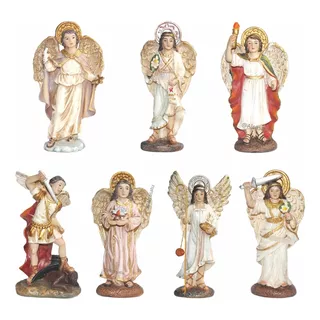 7 Arcangeles Resina Religiosos Estatuas 10cm (made Italy)