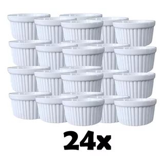 Kit Com 24 Ramekin Porcelana Branca 40ml Hotel Restaurante Cor Branco Canelado