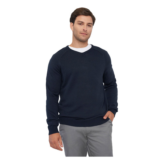 Sweater Hombre Grueso V-neck Navy Corona