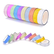 50 Washi Tape Glitter Fita Adesiva Kit 10 Cores P/ Decoração