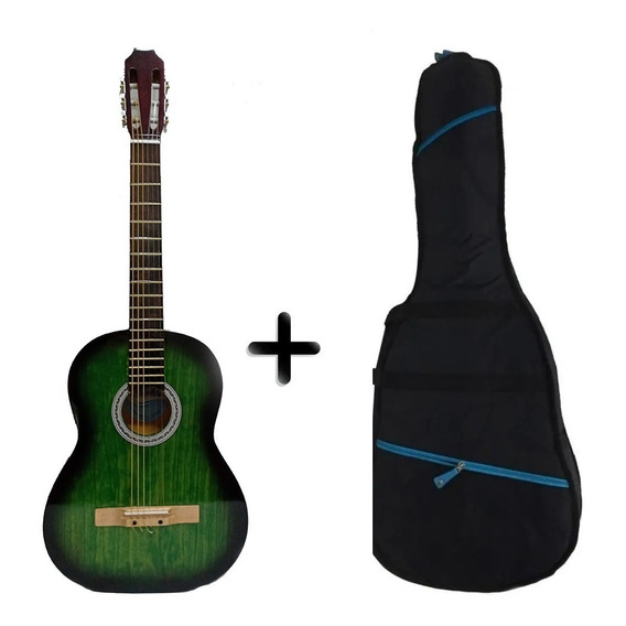 Guitarra Criolla Clásica De Estudio Verde +funda