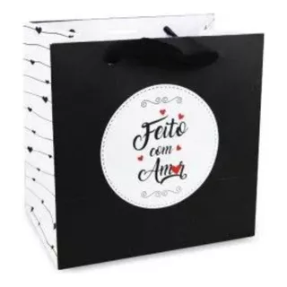 Sacola Offset P (17x11 X 17 Cm) Feito Com Amor - 50 Unidades