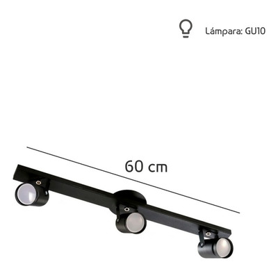 Aplique 3 Luces Listón 60 Cm Apto Led Gu10 Movil Código 203