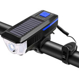 Luz Led Solar Y Recargable Con Bocina Para Bicicleta Scooter Color Azul