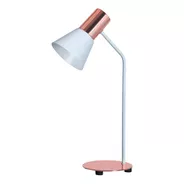 Lámpara Escritorio Con Pantalla Embudo / Color Blanco-cobre
