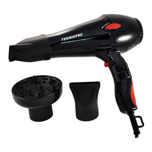 Secador De Pelo Profesional New Turbo Plus 2800 Teknikpro Color Negro