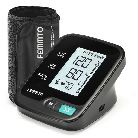 Monitor de Presion Arterial Bluetooth USB Medidor tensiometro digital Brazo Recargable  Retroiluminado Femmto