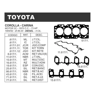 Juego De Juntas  Toyota Corolla 2.0 Diesel