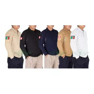 Playera Polo Camisa Tactica De Combate Manga Larga Para Parches E Insignias Uniforme De Trabajo Vestir Casual Policía  