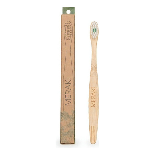Cepillo De Dientes Bambú Biodegradable Eco Friendly Meraki Tipo De Cerdas Y Color Suave - Verde