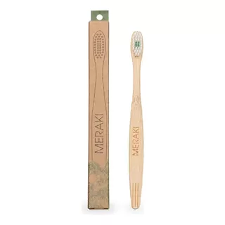 Cepillo De Dientes Bambú Biodegradable Eco Friendly Meraki Tipo De Cerdas Y Color Suave - Verde