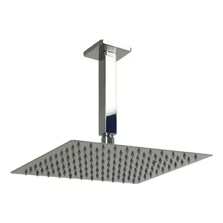 Ducha Quadrada Slim Chuveiro De Teto 20cm Metal Inox Braço A Acabamento Cromado Cor Cromo