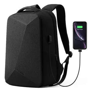 Mochila P/ Notebook 15.6 Trava Anti Furto C/ Usb Mark Ryden Preto Liso