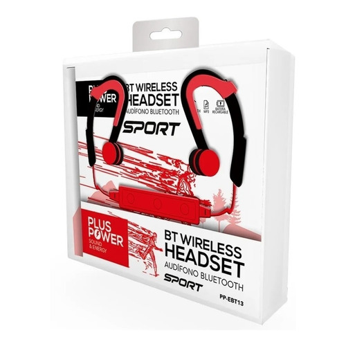 Audífonos Bluetooth Sport Manos Libres Plus Power Pp-ebt13 Color Rojo