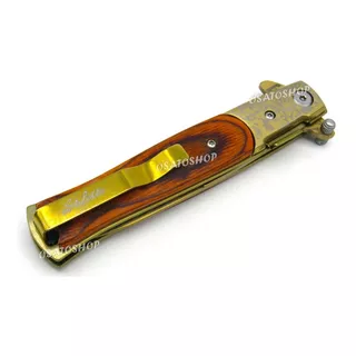 Canivete Stiletto Titanium Tático Rainbow Fade Blade Ou Gold