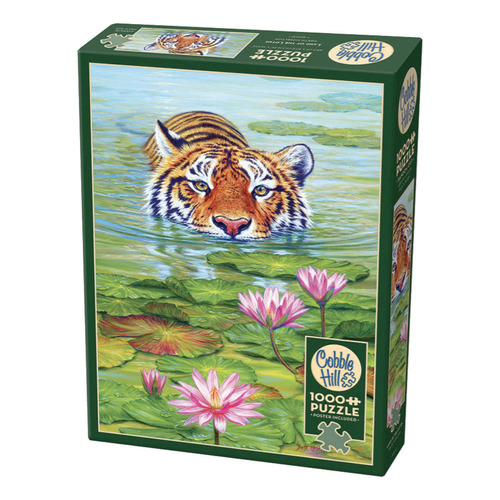 Rompecabezas Tigre En Flores De Loto 1000 Pz Cobble Hill Land Of The Lotus