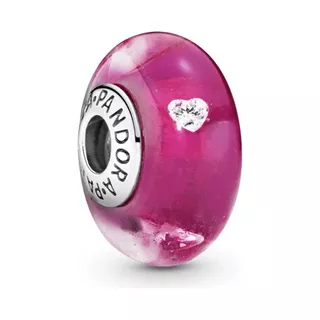 Charm Pandora Original Murano Rosa Con Corazones