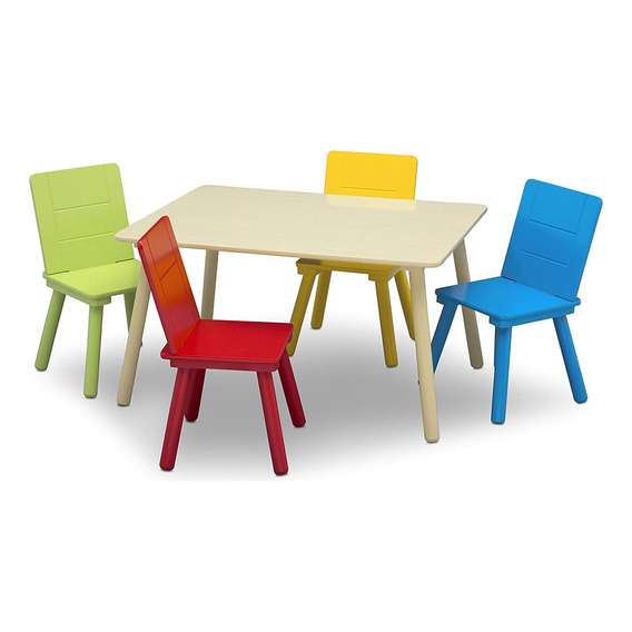 Juego Infantil De Mesa Y 4 Sillas En Madera Delta Children Color Multicolor