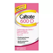 Suplemento Caltrate 600+d Calcio Y Vitamina D X30 Tabletas