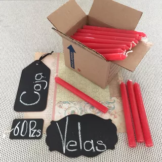 Velas Largas - Color Rojo I Caja De 60 Piezas