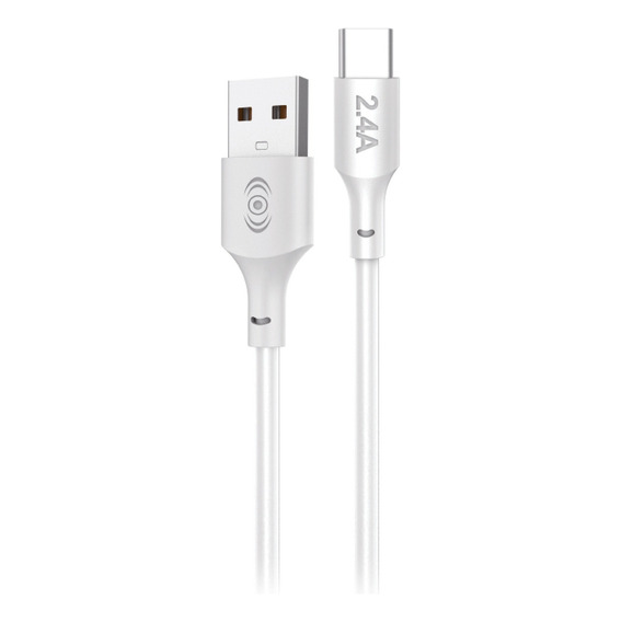 Cable De Carga Rápida Y Datos 2.4a Usb A Tipo C Color Blanco