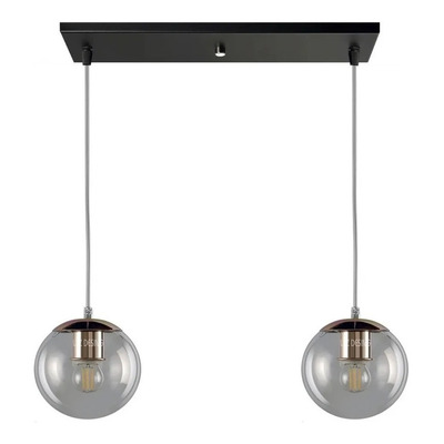 Colgante 2 Luces Globo Con Cobre Moderno Apto Led E-27 
