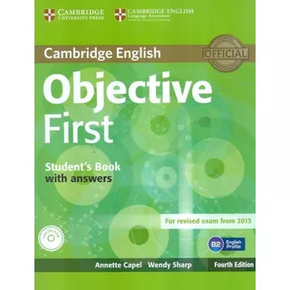 Cambridge English Objective First Sb With Answers & Cd-rom - 4th Ed, De Capel, Annette., Vol. S/n. Editorial Cambridge University, Tapa Blanda En Inglés, 9999