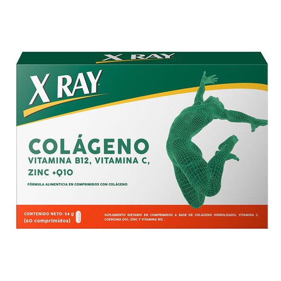 X Ray Colágeno Vitamina B12 Vitamina C Zinc 60 Comp Sabor Neutro