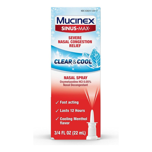 Descongestionante Nasal Spray, Mucinex Sinusmax Claro & Cool