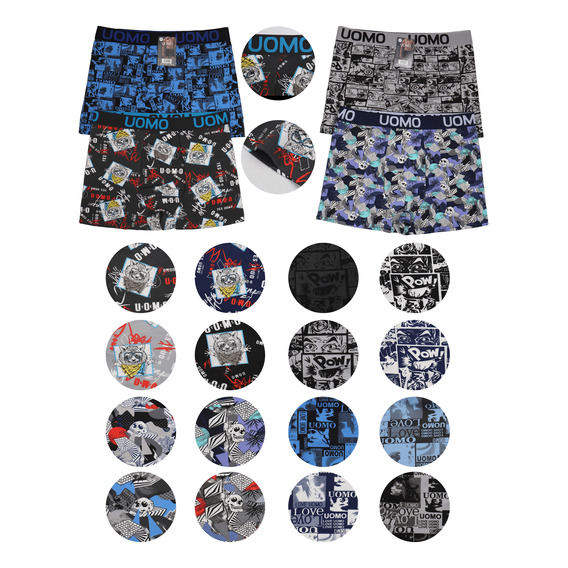 Pack 3 Boxers Short Corto De Hombre Marca Qikun Con Diseño